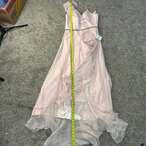 MAC DUGGAL Women's 49330 Ruffle Trimmed Polkadot High Low Dress Size 4 In Salmon - Picture 9 of 13